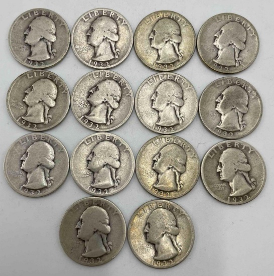 (14) 1932 G/VG, 1935 G/VG, 1936 VF, 1937 VF, 1939 VF Washington Silver quarters. (18 pieces total)