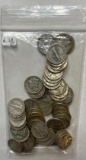 $6.20 face value in US 90% Mercury Silver dimes. (62 pieces)