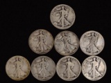 1917, 1918, 1918S, 1920, 1920S, 1929D, 1935 & 1938 Silver Walking Liberty half dollar (8 pieces