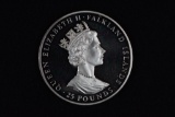 FALKLAND ISLANDS: 1986 25 Pounds Prince Andrews Wedding, Proof ASW 4.4609 oz.