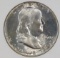 1960 MS-64 Silver Franklin half dollar, mint set tone. First Generation Cache holder.