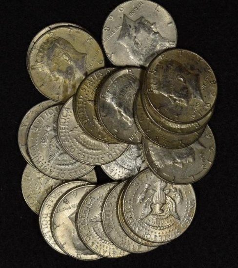 $10.00 face value in 40% Silver US 1965-1969D Kennedy Half dollars