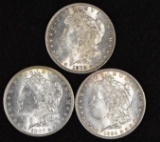 1879, 1882 & 1884 Morgan Silver dollars (3 pieces total).