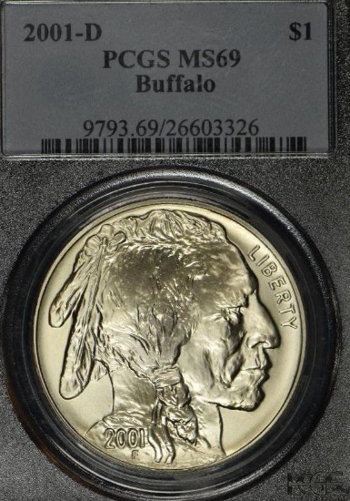 2001D $1 American Buffalo Commemorative, PCGS PR-69.