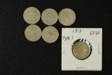 1866 Rays, 1867 Rays, 1867 No Rays, 1868 & 1883 No Cents Liberty nickels; 1913 Type 1 Buffalo nickel