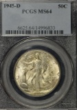 1945D Walking Liberty Silver half dollar, PCGS MS-64.