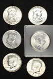 1955, 1958 & 1959 Silver Franklin half dollar & 1964 Silver Kennedy half dollar; 1966 & 1969D 40%