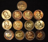 (7) 1961, (3) 1963 & (3) 1963 Silver Franklin half dollars, Proof (13 pieces total).