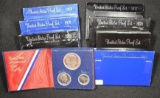 1969, 1970, 1973, 1976 3 piece, 1977, 1978, 1982 & 1983 US Mint Proof Sets (8 sets total).