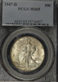 1947D Walking Liberty Silver half dollar, PCGS MS-65.