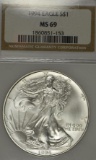 1994 $1 Silver Eagle, NGC MS-69.