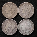 1884O, 1885O, 1887O & 1889O Morgan Silver $1.00. (4 pcs.)