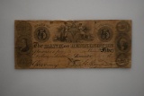 Vermont Obsolete Notes: 1846 Bank of Bennington, $5.00
