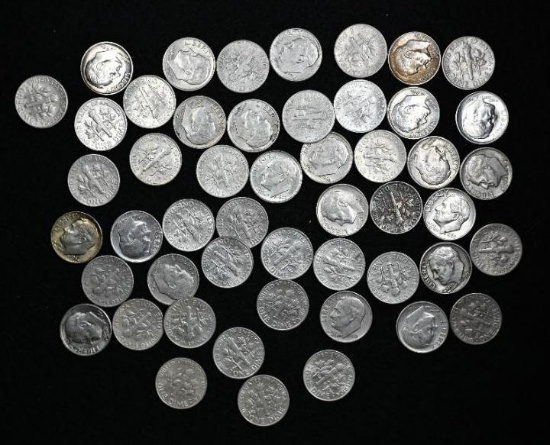 $5.00 face value in US 90% Silver Roosevelt dimes.