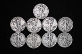 (9) Silver Walking Liberty half-dollars: 1920S, 1929S, 1941S, 1936D, 1942-1945D, & 1947D Silver
