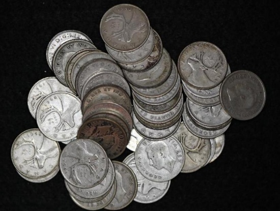 $11.00 face value in Canadian 80% Silver George VI quarters.