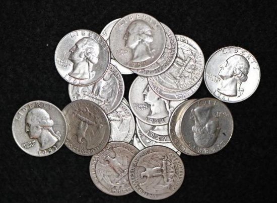 $5.00 face value in US 90% Silver Washington quarters.