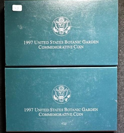 (2) 1997 US Botanic Garden Silver Dollars, uncirculated & proof (2 pcs).