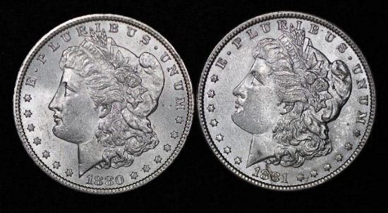 1880 & 1881 Silver Morgan Dollars (2 pcs).