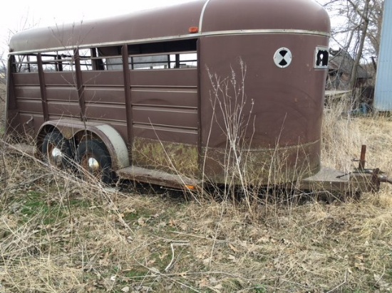 1981 Kiefer Built 6'x16' steel bumper hitch double axle livestock trailer