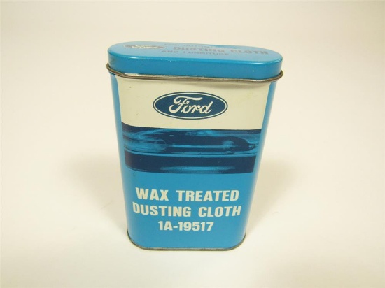 Late 1960s Ford Wax Treated Dusting Cloth tin with GT-40 graphics.