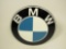 Phenomenal circa 1960s BMW single-sided three-dimensional porcelain dealership sign.