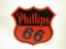 Gorgeous NOS 1954 Phillips 66 Oil double-sided die-cut porcelain sign.