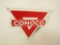 Sharp NOS 1950s Conoco Oil single-sided die-cut porcelain pump plate sign.