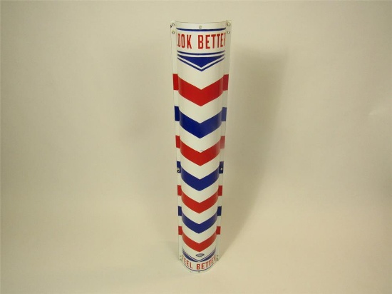 Fun 1950s Look Better-Feel Better three-dimensional barber shop pole sign.