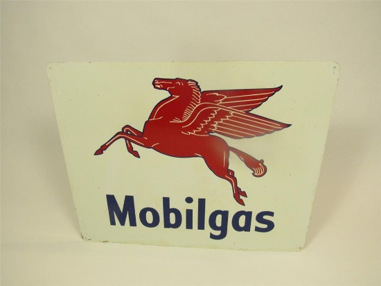Seldom-seen circa late 1940s-early 50s Mobilgas single-sided tin sign.