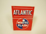 Terrific 1950 Atlantic White Flash Gasoline single-sided porcelain pump plate sign.