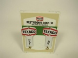 NOS late 1960s-early 70s Texaco Rest Rooms double-sided tin sign with period key tags.