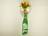 Exceptional circa late-1960s 7-Up The Uncola large tin bottle-shaped sign with Peter Max artwork.