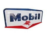 Exceptional large late 1950s Mobil Oil double-sided porcelain service station sign.