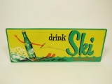 Terrific 1950s Drink Ski Soda single-sided tin soda sign.