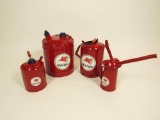 Nice set of four 1930s-40s Mobil Oil service department multi-fluid cans.