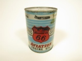 NOS 1950s Phillips Aviation Engine Oil metal quart can with period aviation graphics.