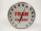 Very clean circa 1950s-60s Fram Filters glass-faced automotive garage dial thermometer.