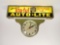 1940s Auto-Lite Sta-Ful Batteries restored service station garage clock with lit advertising panel.