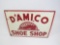 Late 1920s-early 30s DAmico Shoe Shop single-sided porcelain sign with period shoe depicted.