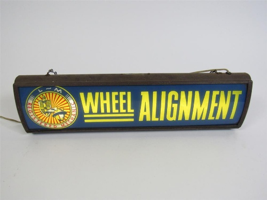 Very desirable 1940s-50s Lincoln-Mercury Alignment single-sided light-up dealership sign with Lincol