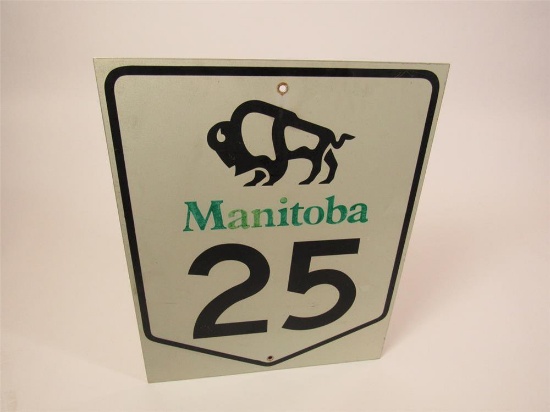 Vintage Manitoba Highway 25 metal road sign with buffalo logo.
