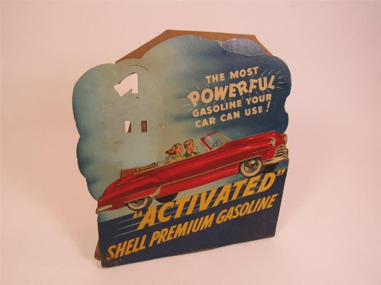 Late 1940s Shell Premium Gasoline service station cardboard display sign.