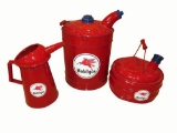 Sharp lot of three vintage Mobilgas restored service department multi-fluid cans.