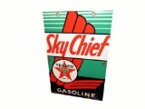 Harder-to-find 1947 Texaco Sky Chief (small version) porcelain pump plate sign.