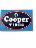 NOS Cooper Tires single-sided self-framed tin sign with Knight logo.