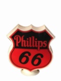 Circa 1956 Phillips 66 shield-shaped plastic body gas pump globe.