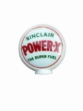 Circa late 1940s Sinclair Power X The Super Fuel glass-bodied gas pump globe.