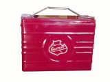 Very nice 1940s Falstaff Beer metal-embossed picnic cooler. Only one we have ever offered.