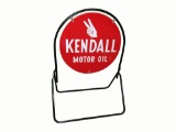 Very nice 1950s Kendall  Motor Oil double-sided tin service station curb sign.